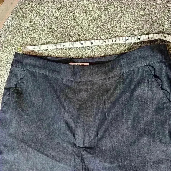 Kika Vargas Indigo Wide Leg Cropped Pants with Scalloped Pocket Size 8- NWT - Picture 9 of 13